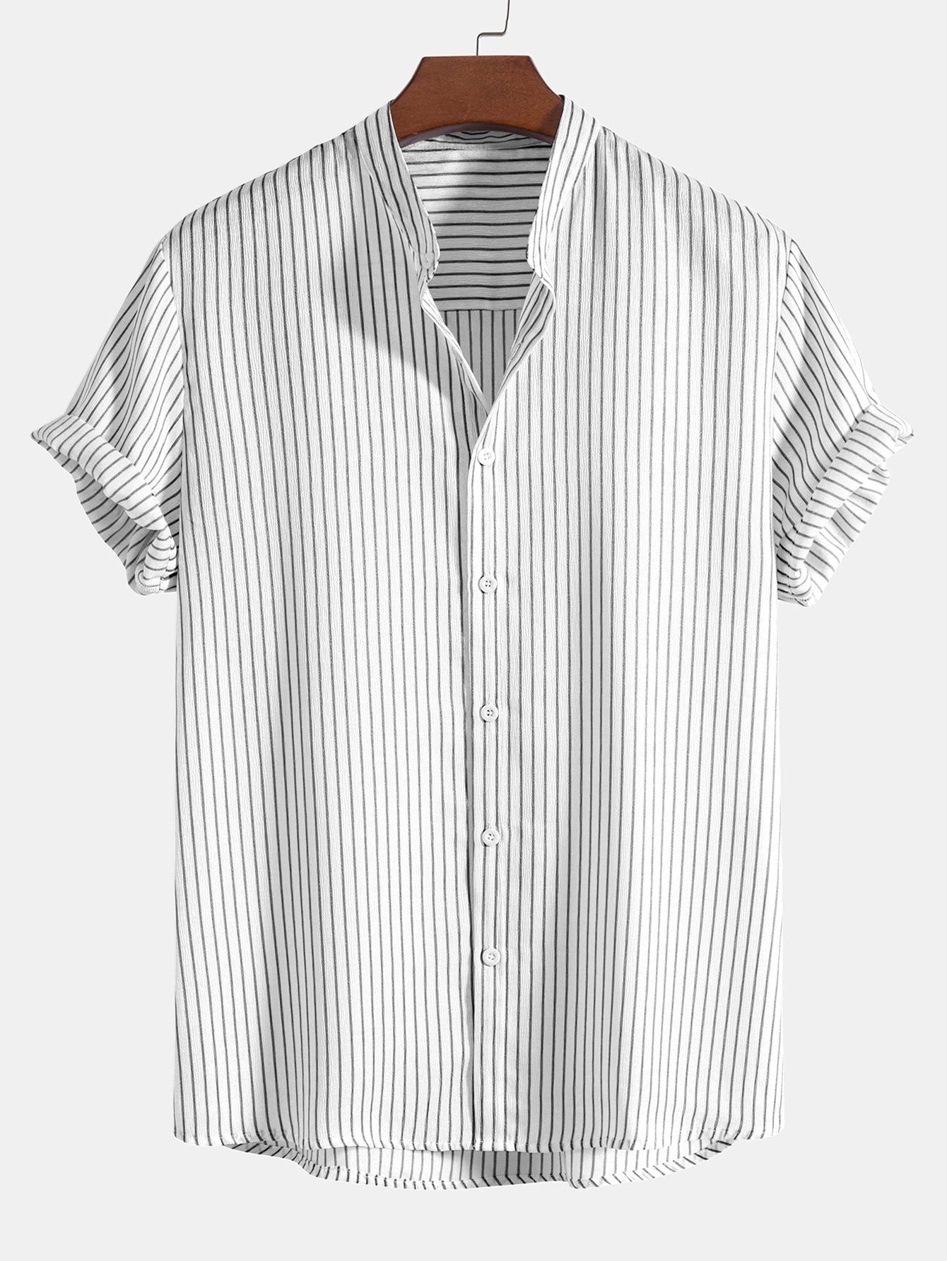 Striped Stand Collar Shirt