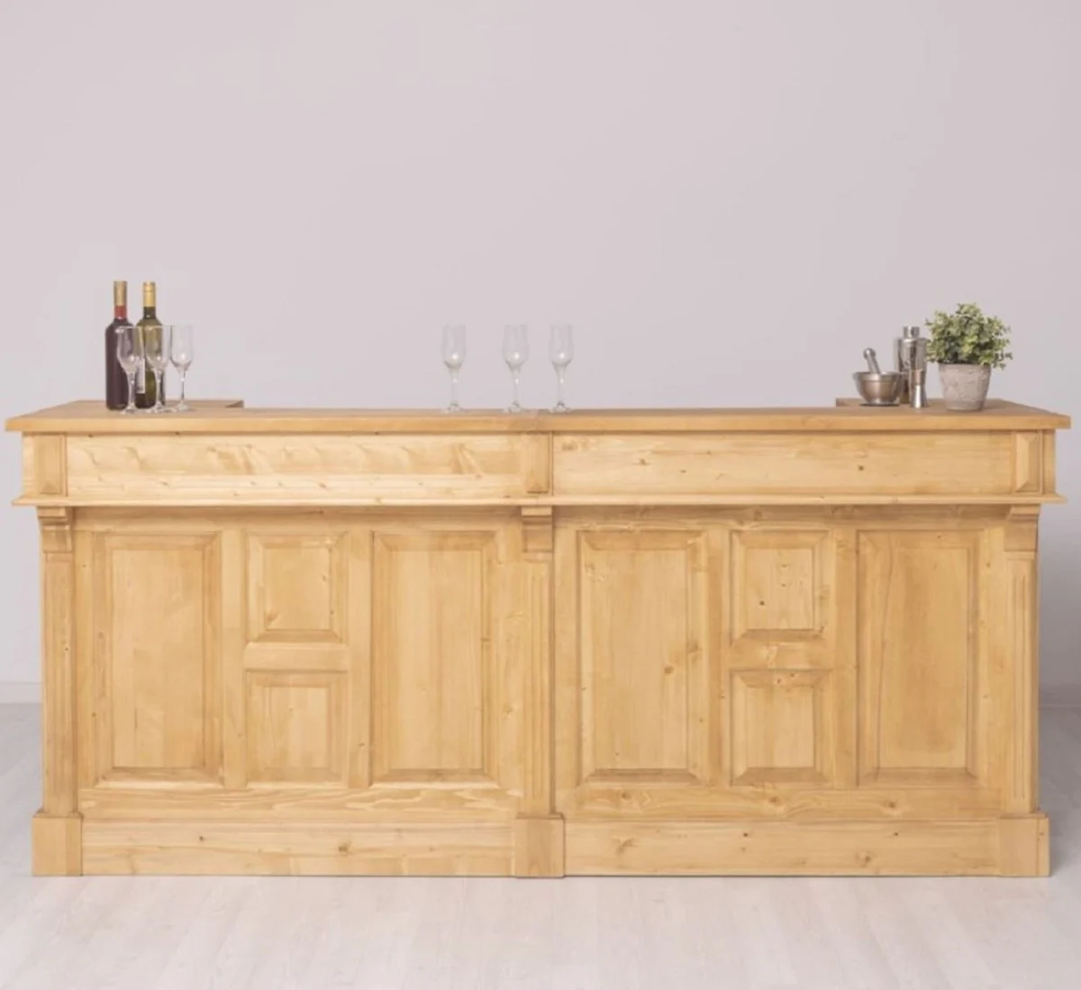 Casa Padrino barra de bar de estilo campestre natural 240 cm - Muebles de bar estilo campestre