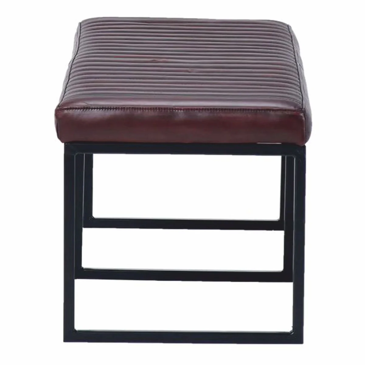 Casa Padrino banco de lujo de cuero genuino marr¨®n oscuro / negro 180 cm - Muebles de cuero genuino