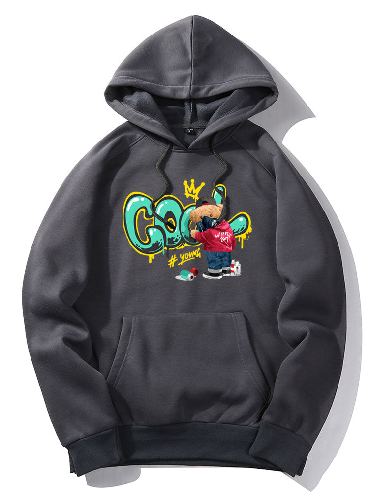 Graffiti Bear Print Hoodie
