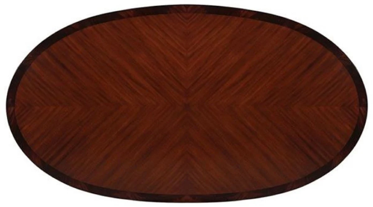 Casa Padrino mesa de comedor barroco de lujo marr¨®n oscuro / blanco / oro 207 x 114 x A. 78 cm - Mesa de cocina ovalada de caoba - Muebles de comedor barrocos - Calidad de Lujo