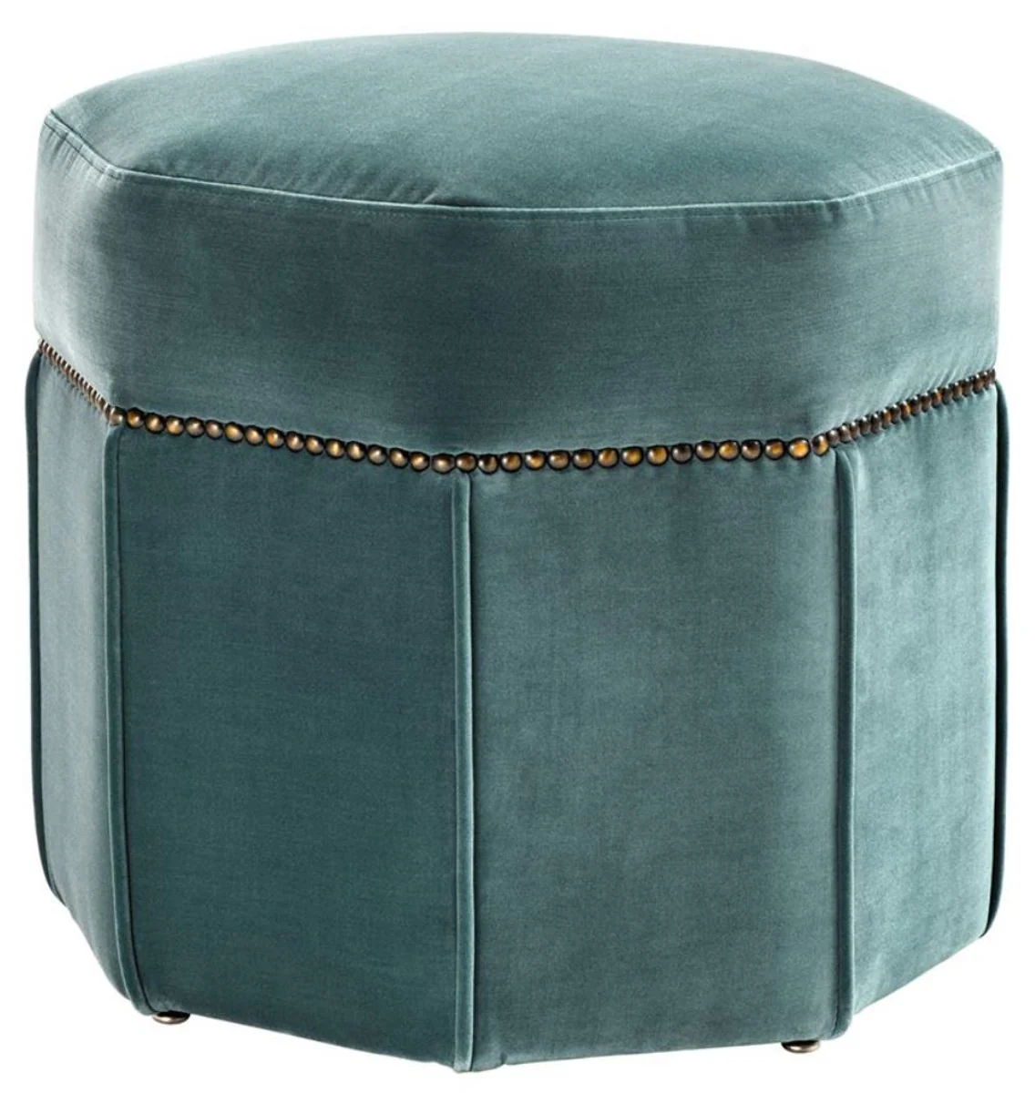 Casa Padrino taburete de lujo turquesa oscuro / lat¨®n antiguo 46 x 46 x H. 44 cm - Asiento Taburete de Lujo