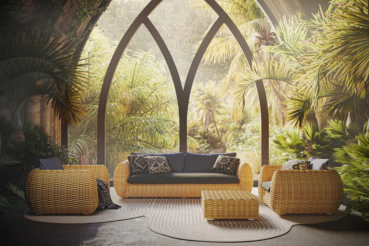 Casa Padrino conjunto de muebles de jard¨ªn de lujo natural / antracita