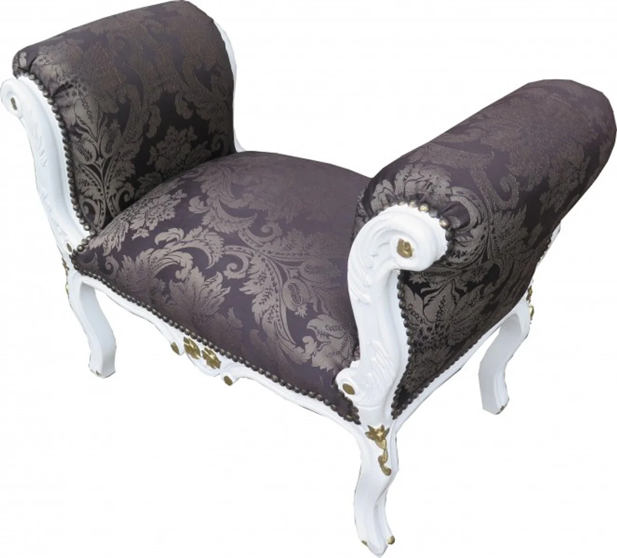 Patr¨®n Casa Padrino barroco Taburete Negro / Blanco / Oro - Banco