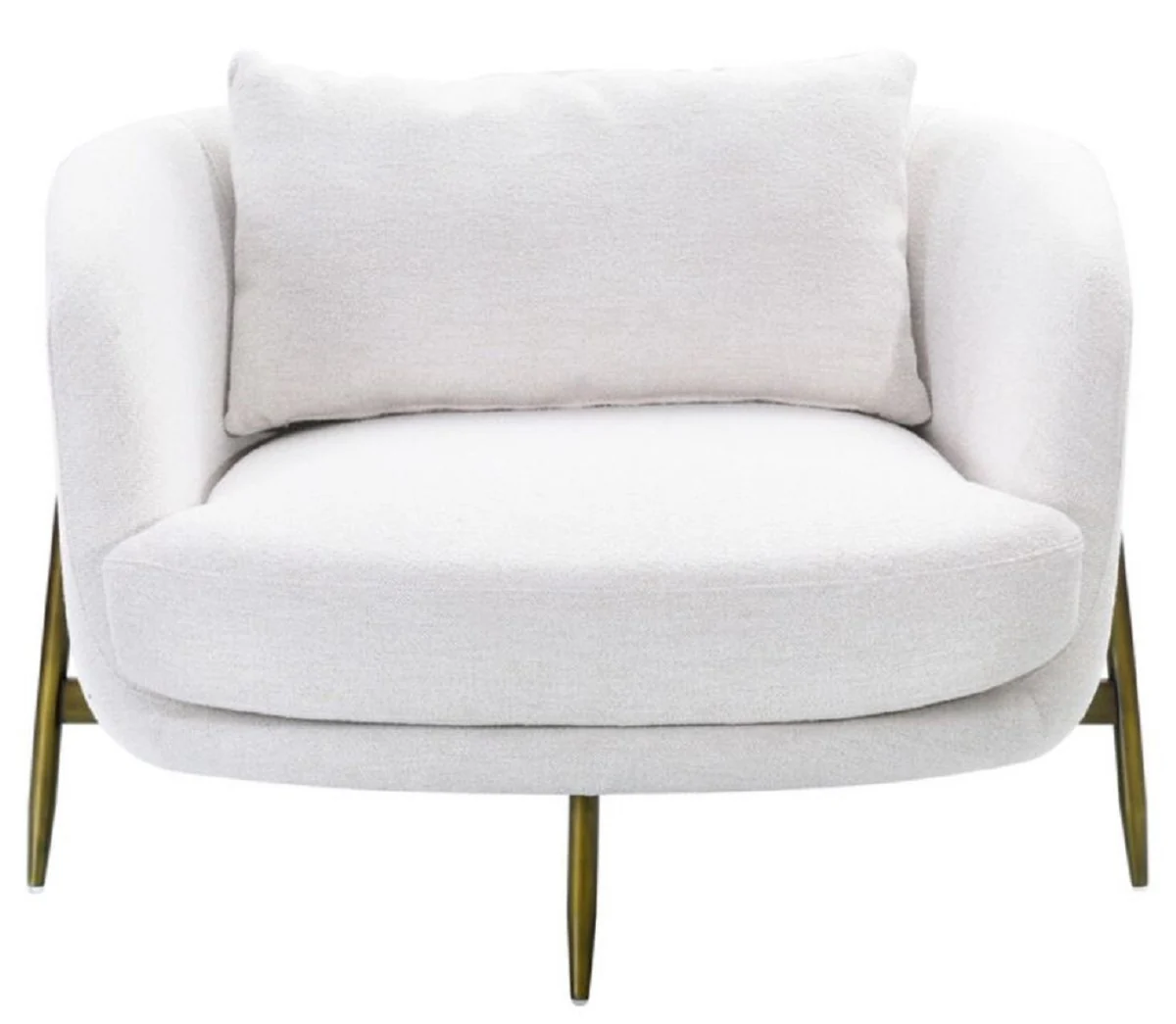 Casa Padrino sill¨®n de lujo blanco / bronce antiguo 100,5 x 80 x A. 67 cm - Sill¨®n de sal¨®n - Sill¨®n de hotel - Muebles de sal¨®n - Muebles de hotel - Muebles de lujo - Interiores de lujo