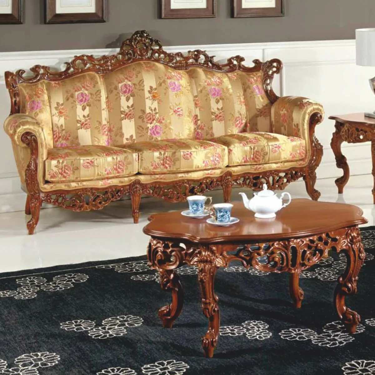 Casa Padrino mesa de centro barroco de lujo marr¨®n 103 cm - Muebles barrocos - Hecho en Italia