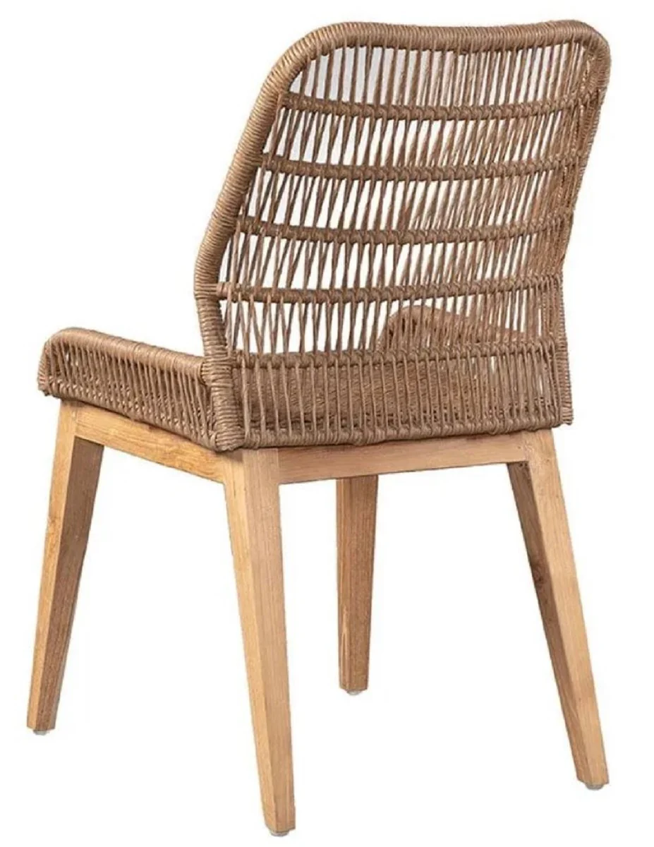 Casa Padrino silla de comedor de lujo marr¨®n / natural 50 x 60 x H. 90 cm - Silla de jard¨ªn de lujo con fino tejido de rat¨¢n - Muebles de comedor - Muebles de jard¨ªn - Muebles de rat¨¢n de lujo