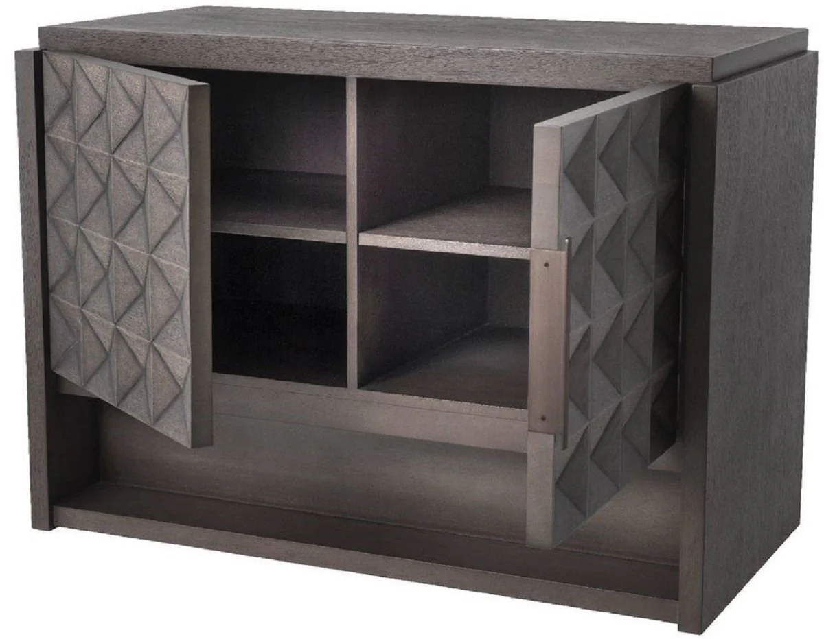 Casa Padrino aparador de lujo moca / bronce 115 x 56 x A. 83 cm - Armario de madera maciza con 2 puertas y efecto 3D en los frentes - Muebles de Lujo