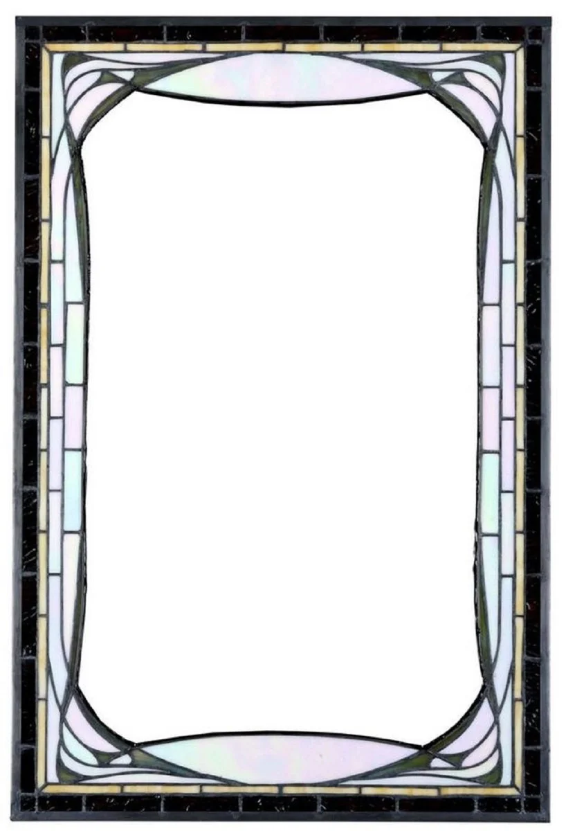 Casa Padrino espejo de pared de lujo Tiffany multicolor 50 x A. 75 cm - Espejo de sal¨®n rectangular Art Nouveau - Espejo de dormitorio - Espejo de armario - Muebles Tiffany de Lujo