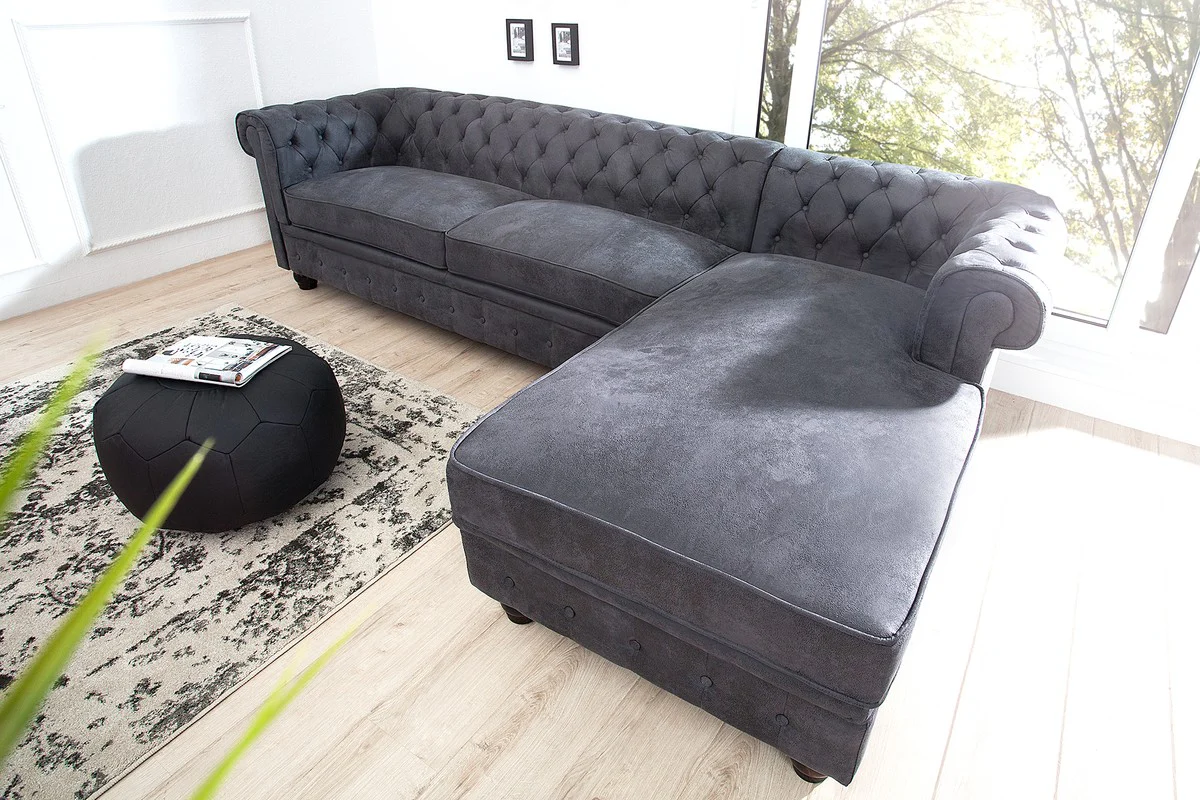 Casa Padrino Chesterfield sof¨¢ en gris antiguo - muebles de sala de estar - sof¨¢