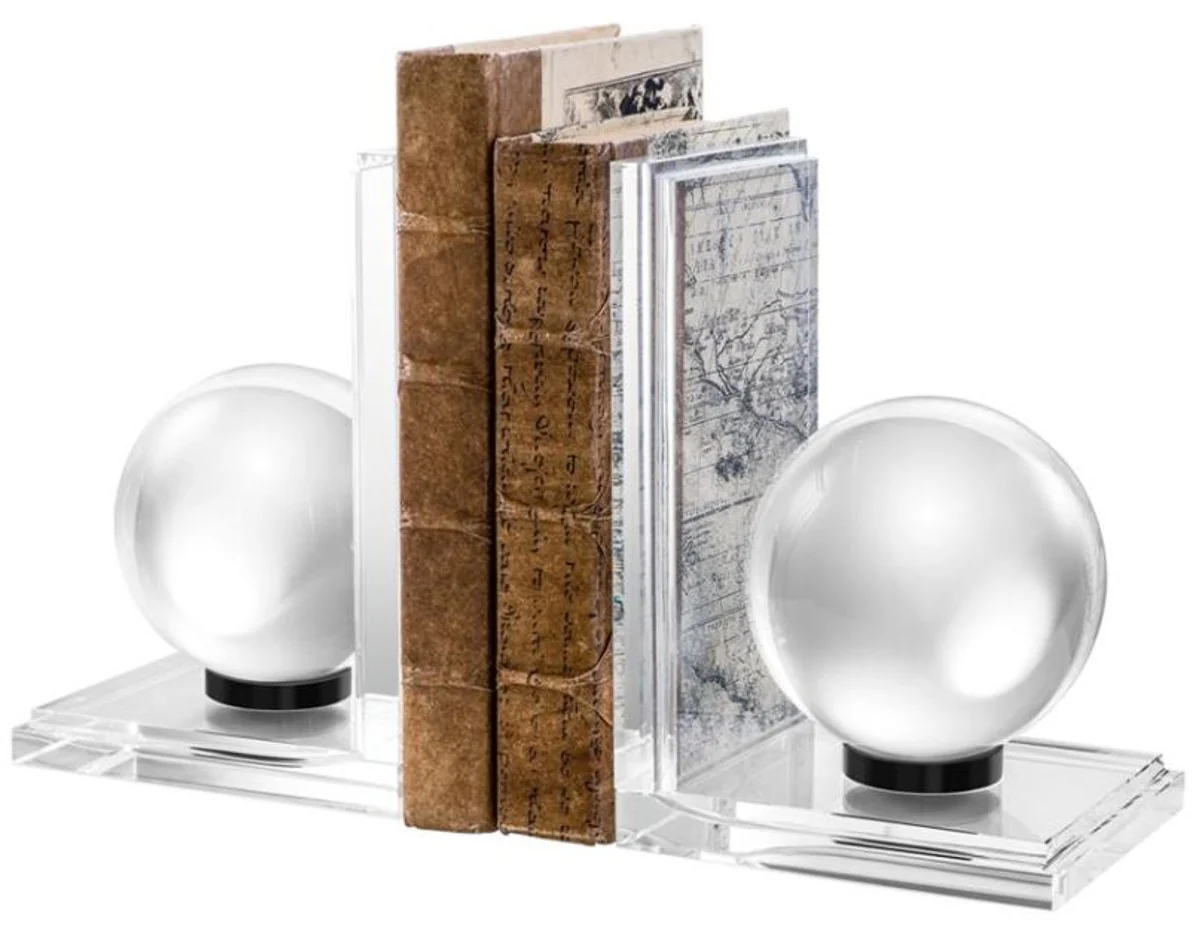 Casa Padrino sujetalibros de vidrio de cristal diseñador de juego de 2 - colección de lujo
