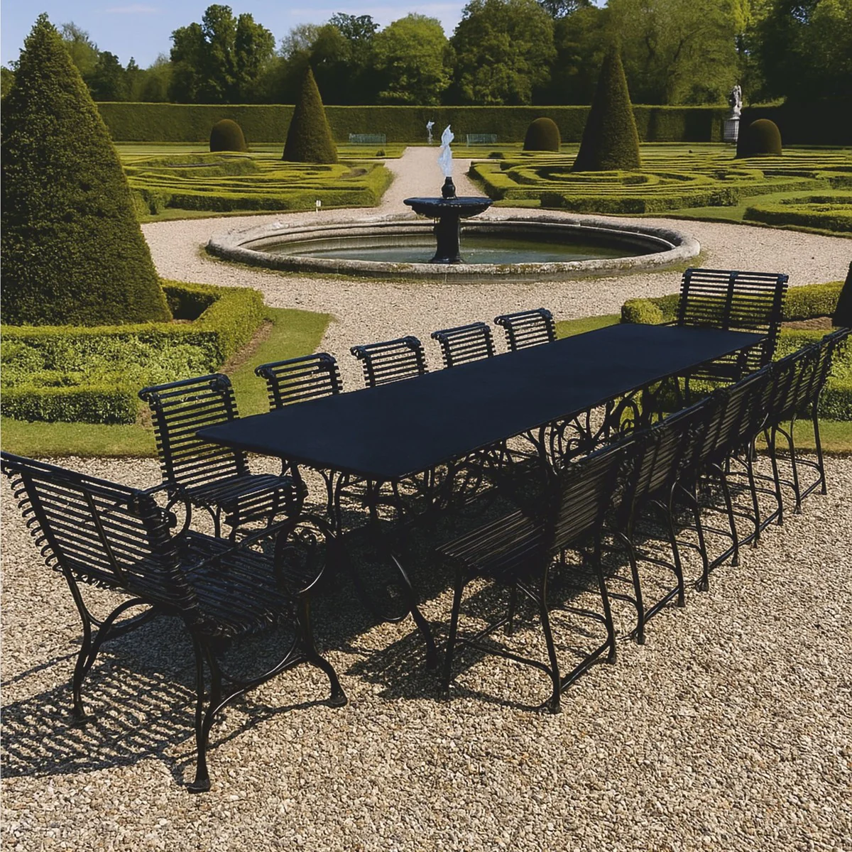 Casa Padrino conjunto de muebles de jard¨ªn Art Nouveau de hierro forjado negro - 1 Mesa y 12 Sillas