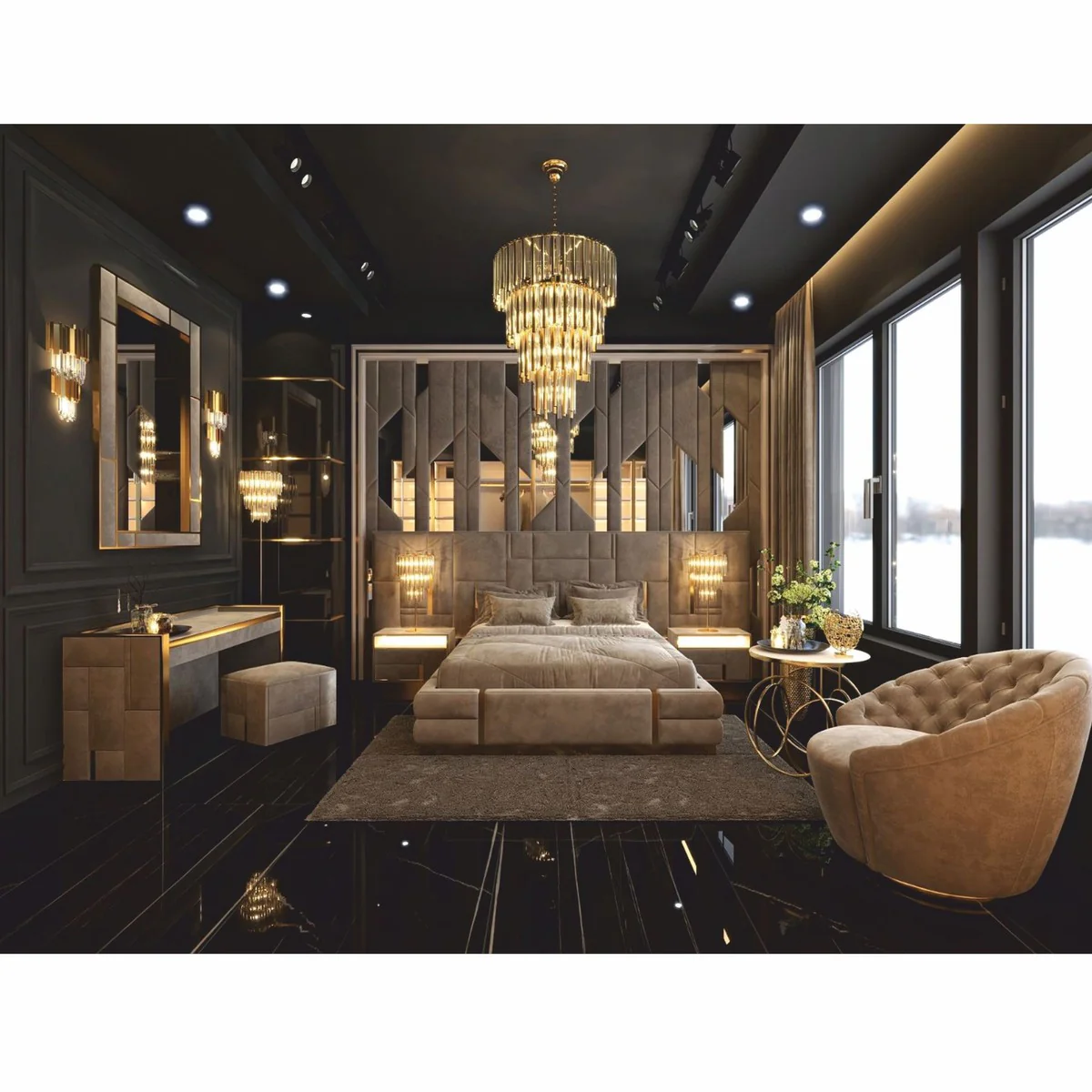 Casa Padrino mesita de noche de lujo gris / oro - Muebles de lujo para hoteles y dormitorios