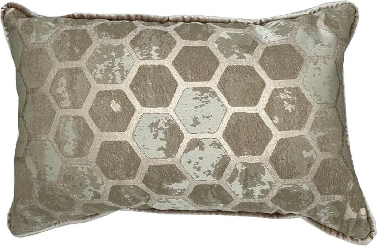 Casa Padrino cojín de lujo crema 55 x 35 cm - Cojín decorativo - Cojín decorativo rectangular - Decoración de salón - Accesorios decorativos de lujo - Decoración de lujo