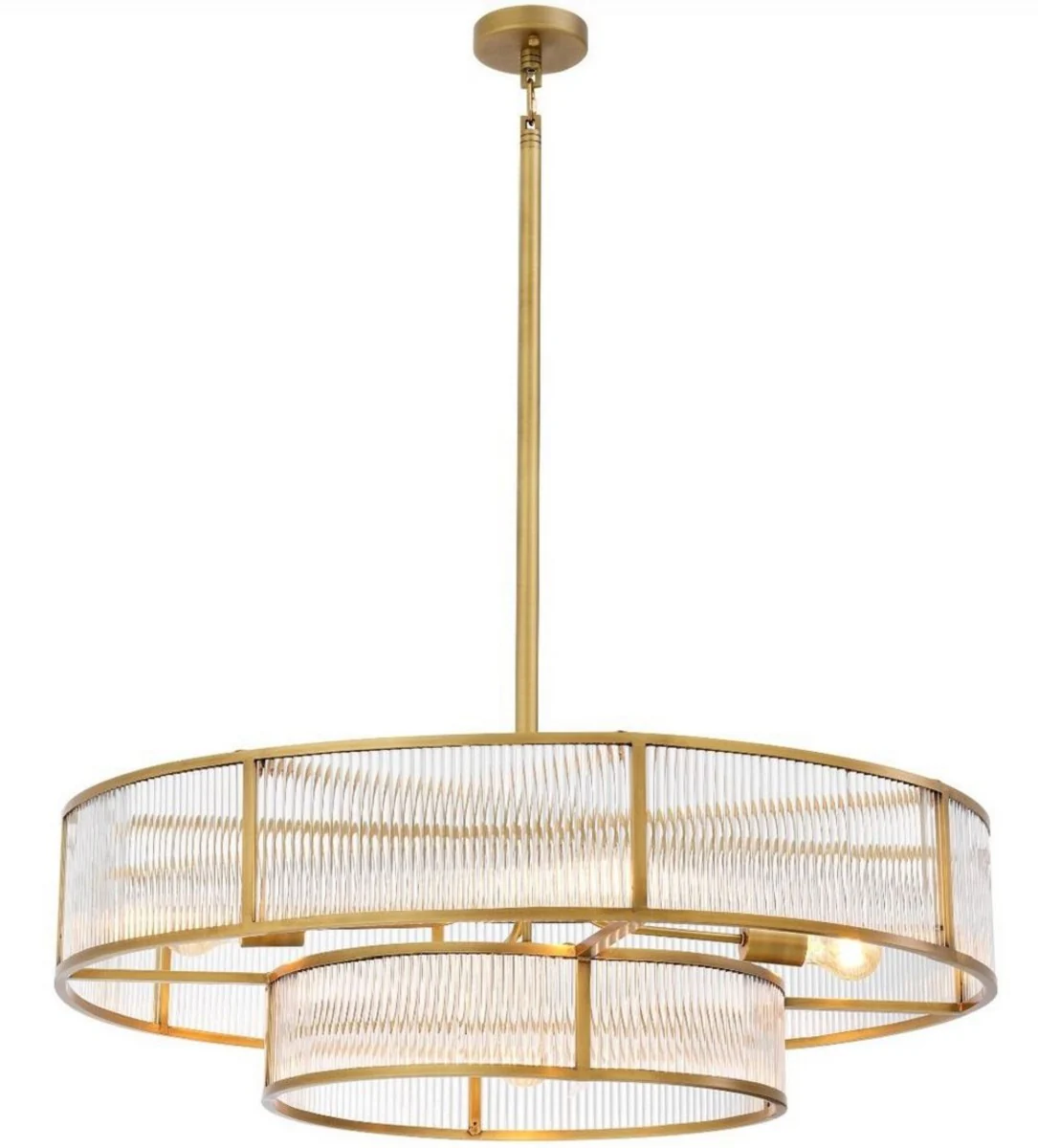 Casa Padrino araña de luces de lujo latón antiguo Ø 90 x H. 27 cm - Araña de Luces Redonda - Calidad de Lujo