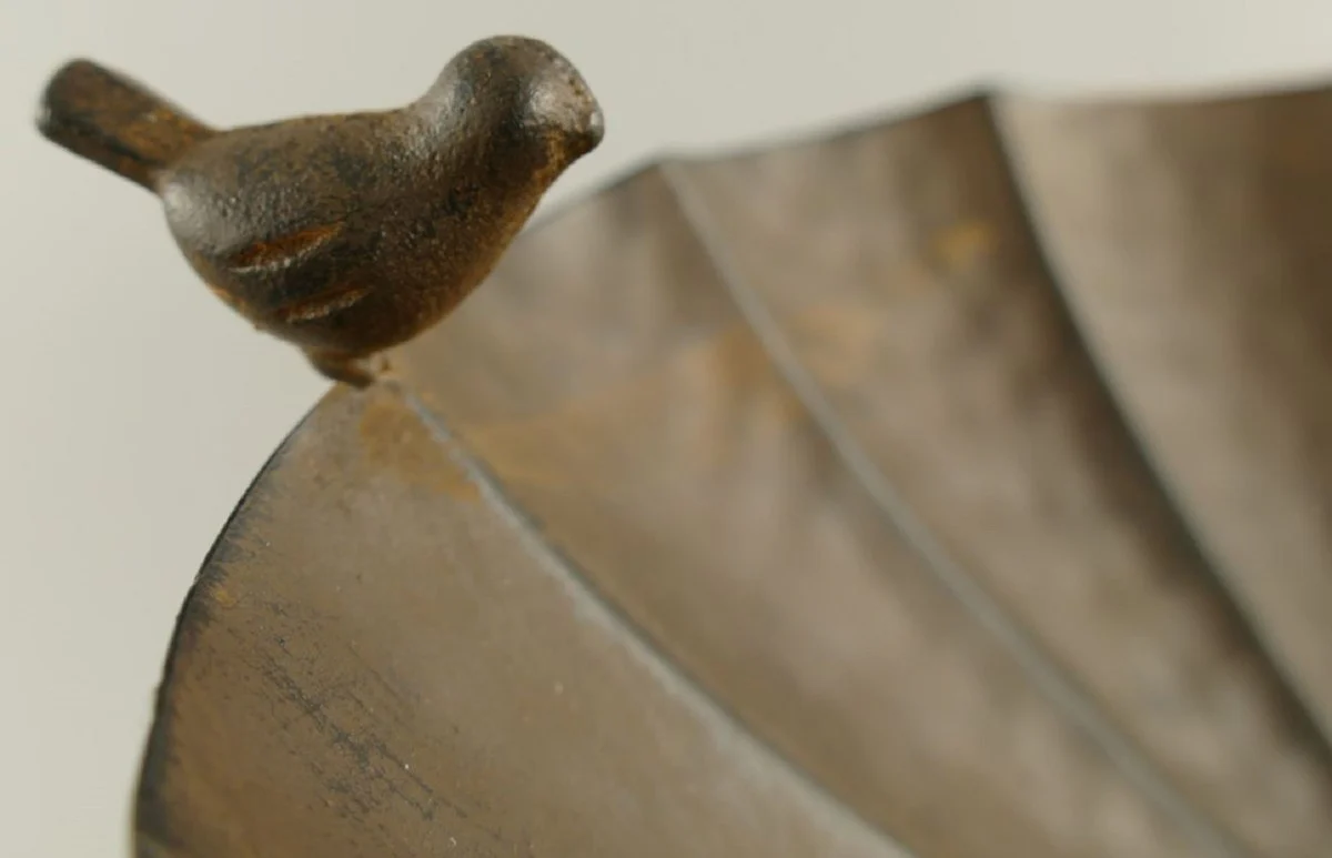 Casa Padrino ba?o para p¨¢jaros Art Nouveau con 2 p¨¢jaros decorativos marr¨®n antiguo ? 30 x A. 32 cm - Bebedero para p¨¢jaros de metal - Accesorios de jard¨ªn - Decoraci¨®n de Jard¨ªn Barroco y Art Nouveau