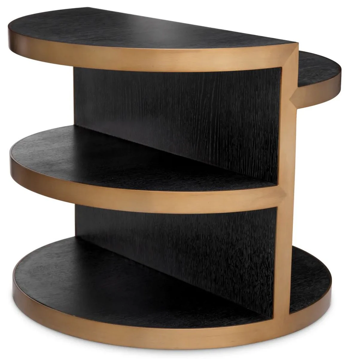 Casa Padrino mesa auxiliar de lujo negro gris / lat¨®n ? 65 x A. 55,5 cm - Mesa de sal¨®n redonda de madera maciza - Muebles de sal¨®n - Muebles de lujo - Colecci¨®n de lujo