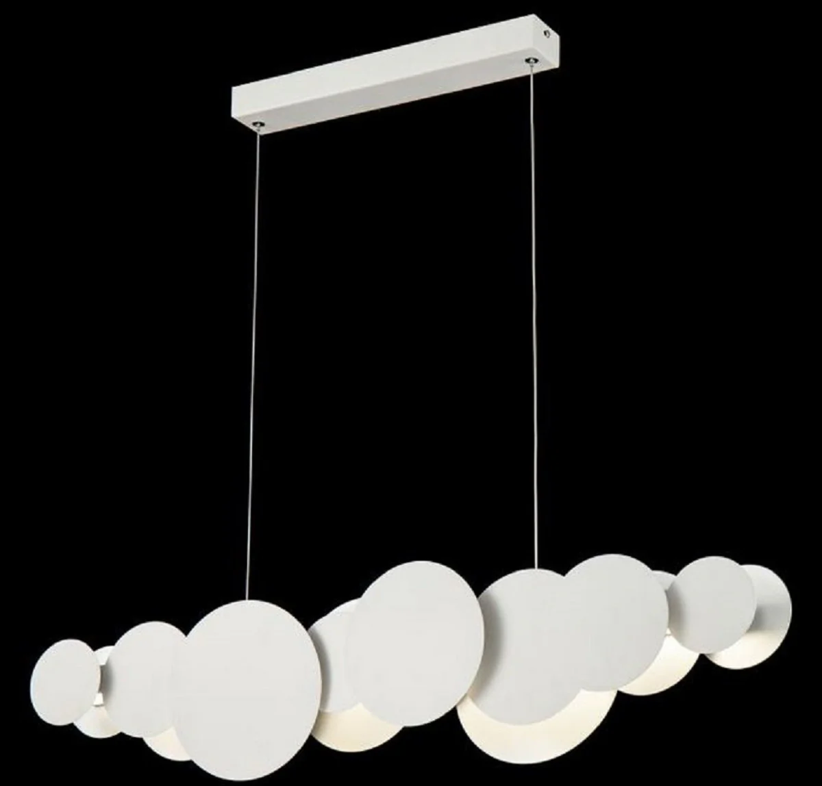 Casa Padrino Lámpara Colgante LED de Diseño Blanco / Plata 82 x 8 x H. 38 cm - Lámpara Colgante de Lujo