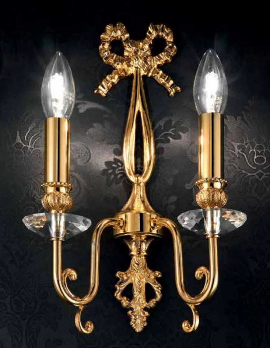 Casa Padrino lámpara de pared cristal doble barroco de lujo oro 23 x 12 x A. 36 cm - Magnífica lámpara de pared en estilo barroco - Noble y Magnífica - Calidad de Lujo - Hecho en Italia