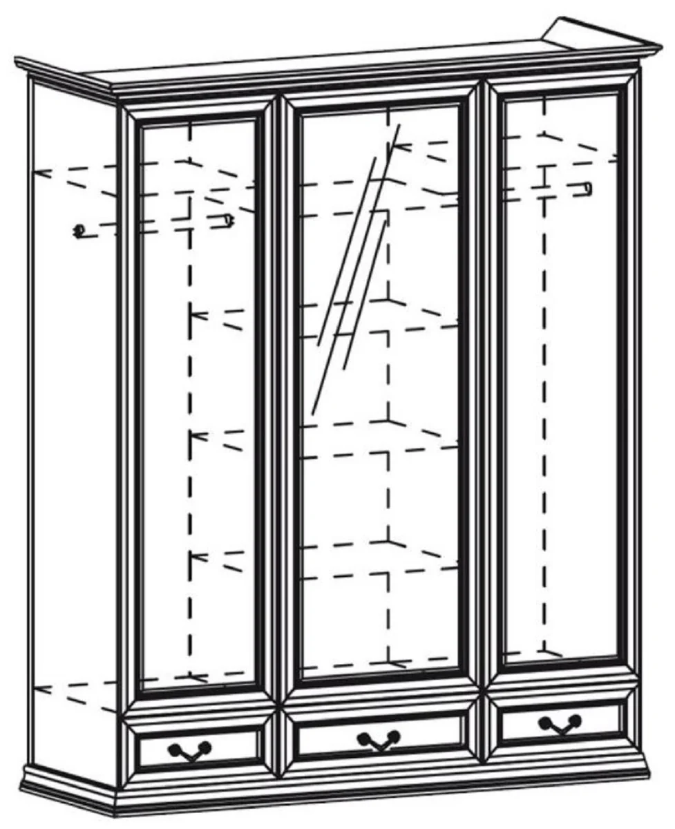 Casa Padrino armario de dormitorio de lujo marr¨®n 172,2 x 60,5 x A. 207,9 cm - Armario de madera maciza con espejo con 3 puertas y 3 cajones - Muebles de dormitorio de madera maciza de lujo