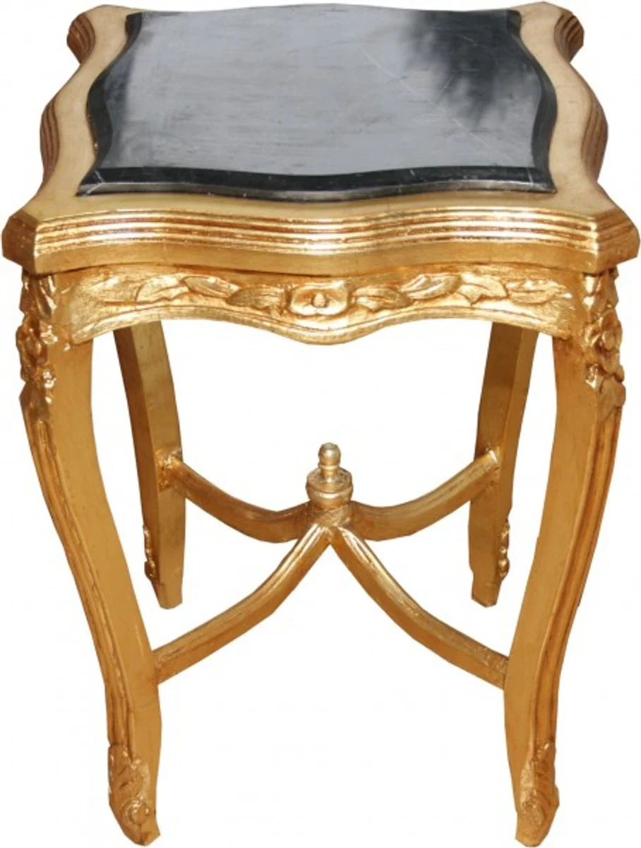 Casa Padrino Baroque side table with marble top Square Gold Mod2 62 x 43 cm - Antique style