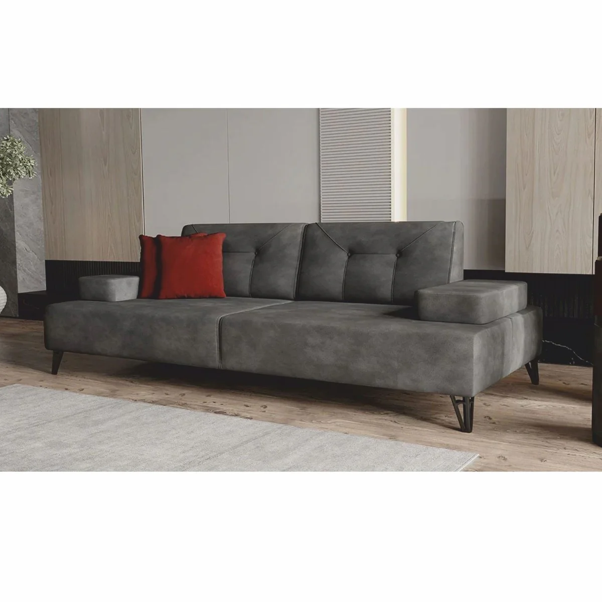 Casa Padrino sof¨¢ de lujo de 3 plazas con brazos y respaldo regulables gris 226 cm - Muebles de sal¨®n