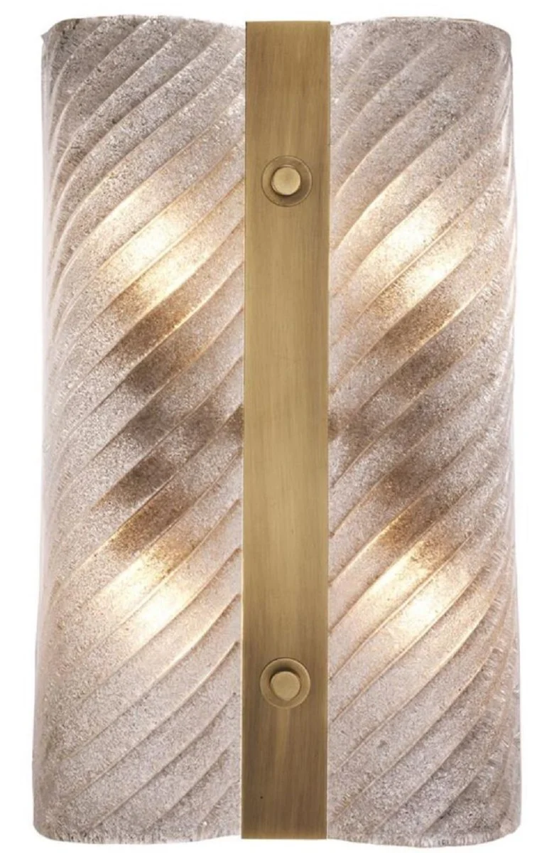 Casa Padrino aplique de pared de lujo latón antiguo 30 x 8 x H. 48,5 cm - Aplique de Pared con Vidrio Soplado a Mano