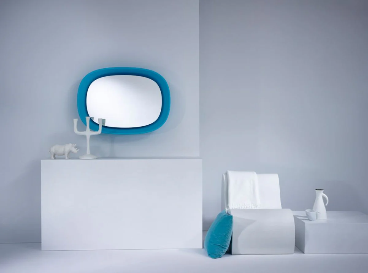 Casa Padrino espejo de dise?o de lujo azul 70 x H. 97 cm - Espejo de Pared de Dise?o con Luz