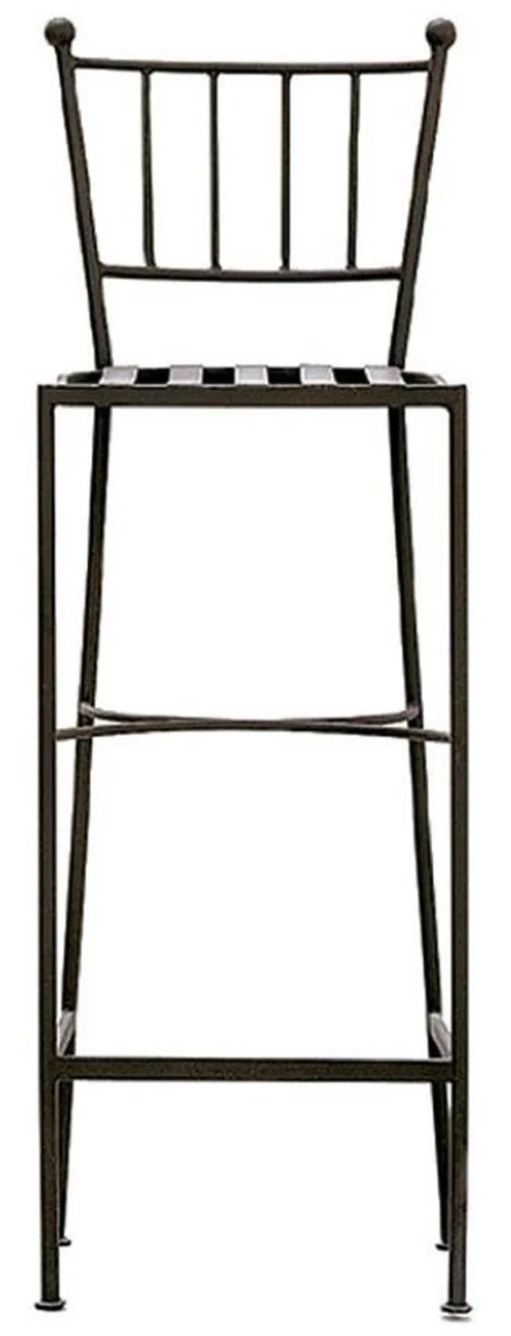 Casa Padrino silla de bar de lujo Art Nouveau de hierro forjado con coj¨ªn de asiento negro / gris / blanco A. 97 cm