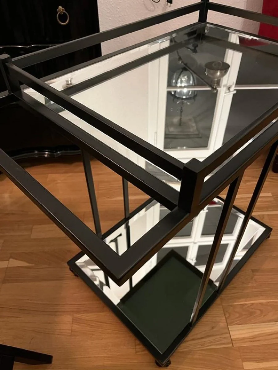 Casa Padrino carrito de servicio de lujo negro 78 x 46 x A. 79 cm - Carrito gastron¨®mico restaurante hotel - Accesorios gastron¨®mico restaurante hotel lujo - Muebles de lujo