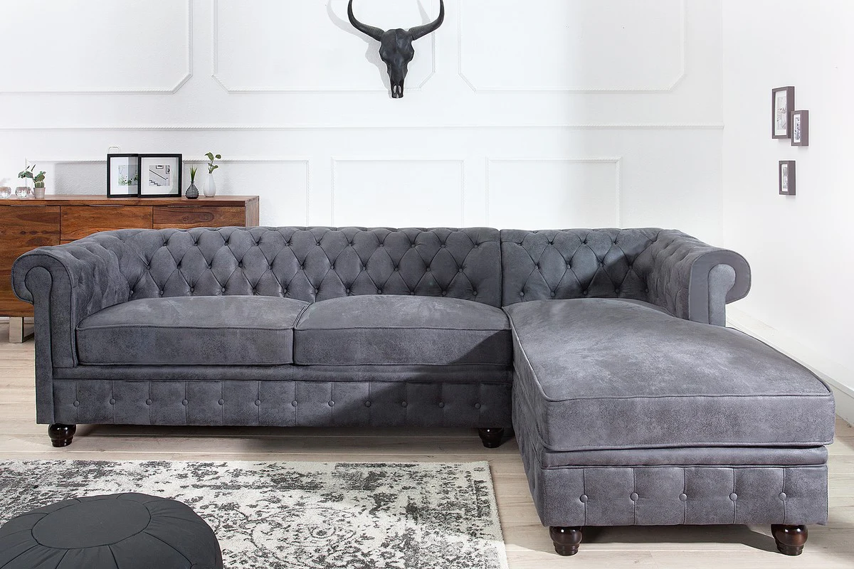 Casa Padrino Chesterfield sof¨¢ en gris antiguo - muebles de sala de estar - sof¨¢