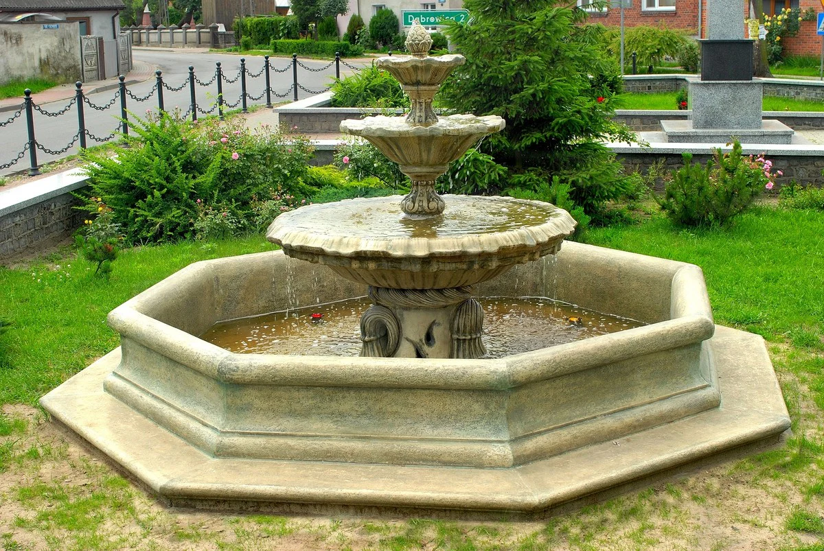 Casa Padrino borde de fuente barroco gris antiguo ? 350 x A. 35 cm - Magn¨ªfico borde de fuente de jard¨ªn - Magn¨ªfica decoraci¨®n de jard¨ªn en estilo barroco