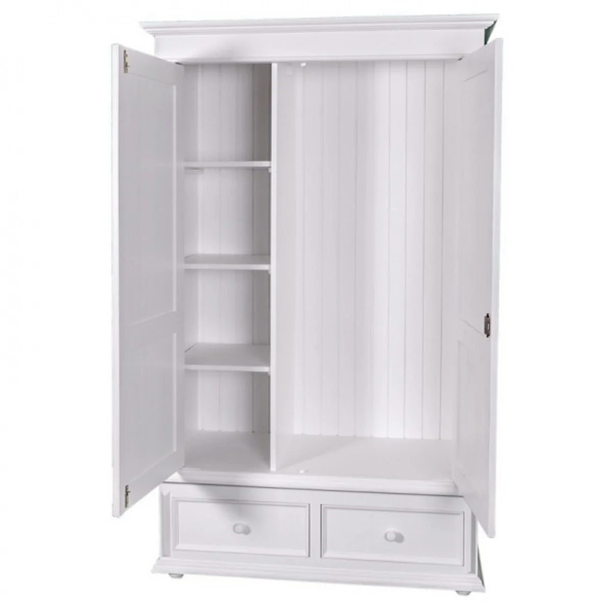 Casa Padrino country-style wardrobe white - clothes cabinet Shabby H 206 cm W 127 cm D 61 cm