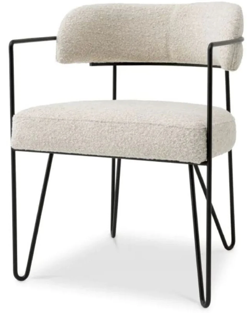 Casa Padrino silla de comedor de lujo con reposabrazos blanco / negro A. 75 cm