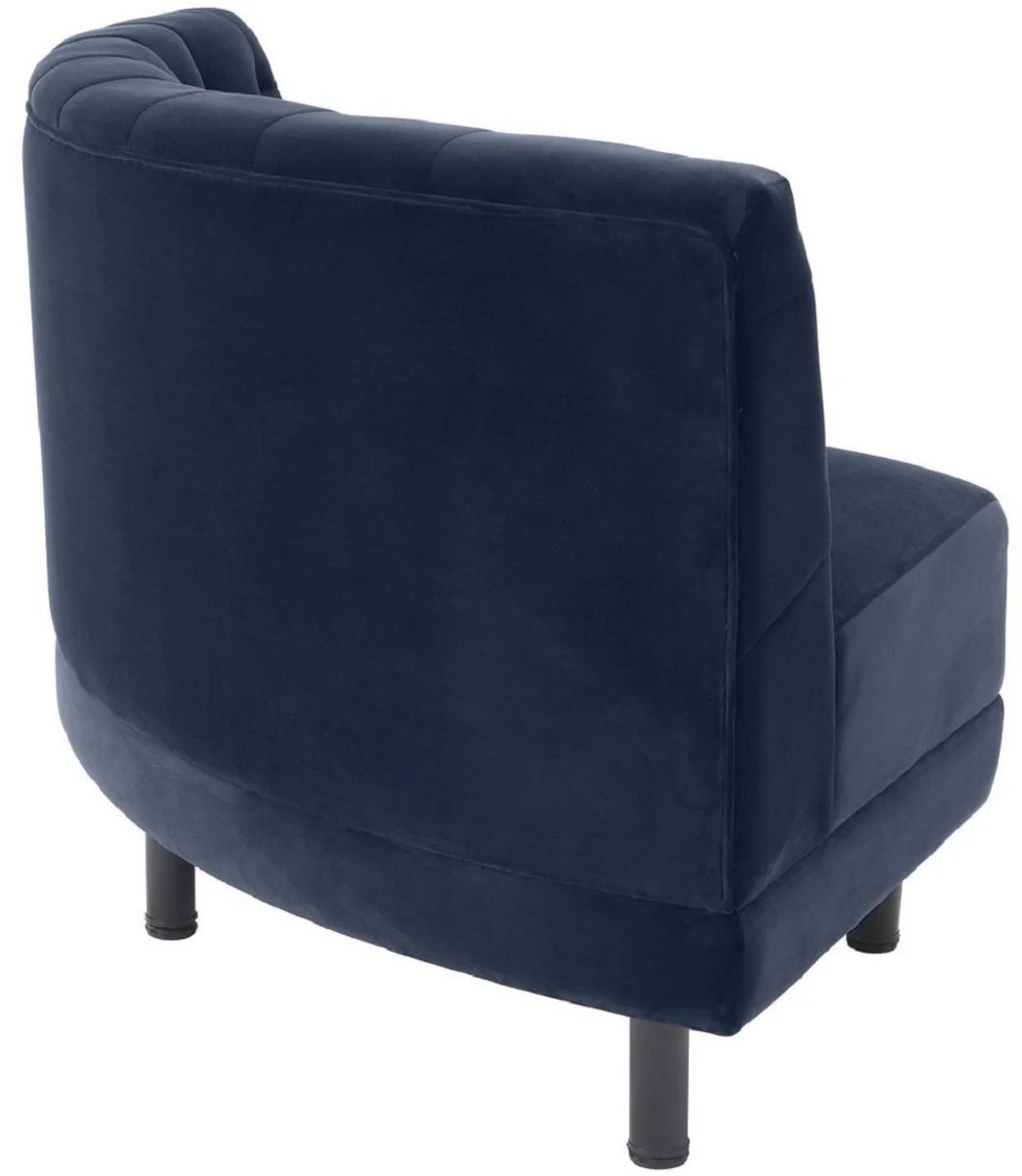 Casa Padrino sof¨¢ de terciopelo Chesterfield de lujo azul medianoche / negro 114 x 75 x A. 85 cm - Sof¨¢ curvo y extensible para sala de estar - Colecci¨®n de Lujo