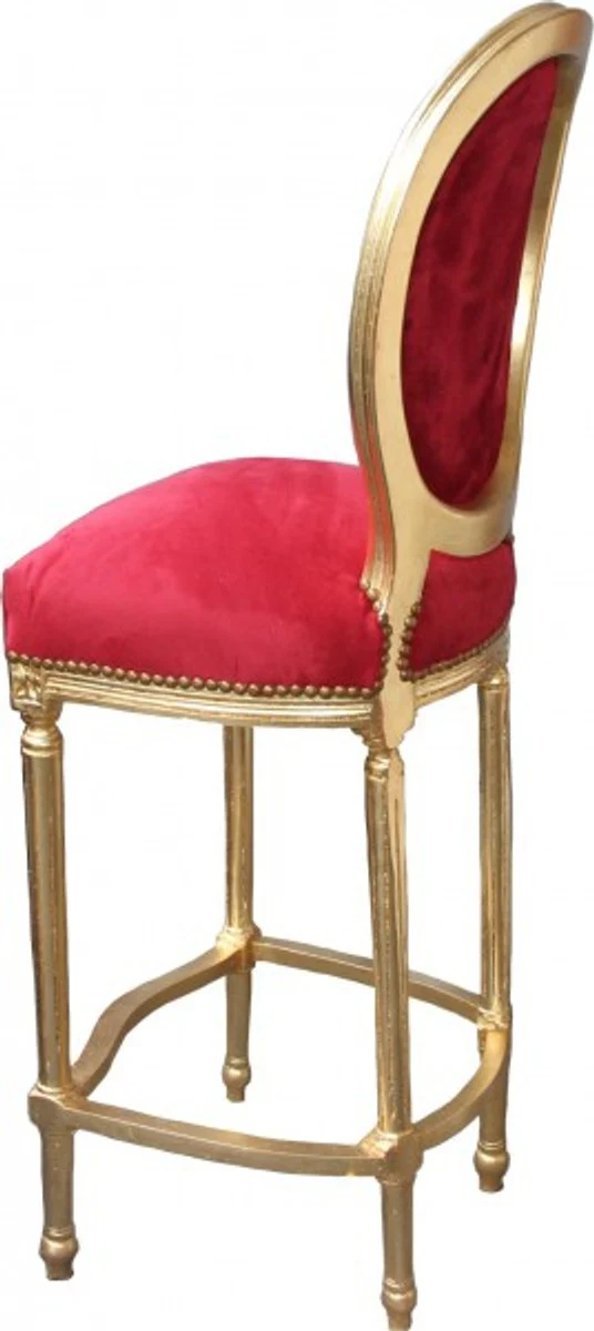 Casa Padrino barroco Silla de la barra de Burdeos Rojo / oro - alta silla de la barra taburete taburete - Muebles club