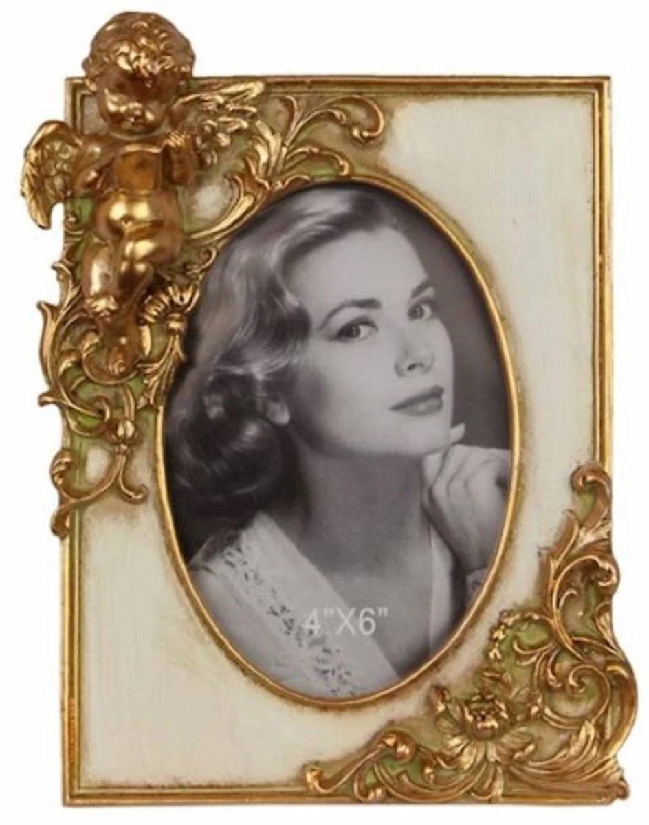 Casa Padrino marco de imagen barroco crema / oro 16,8 x A. 21,7 cm - Marco de estilo antiguo - Decoración de salón - Decoración de escritorio - Accesorios de decoración en estilo barroco