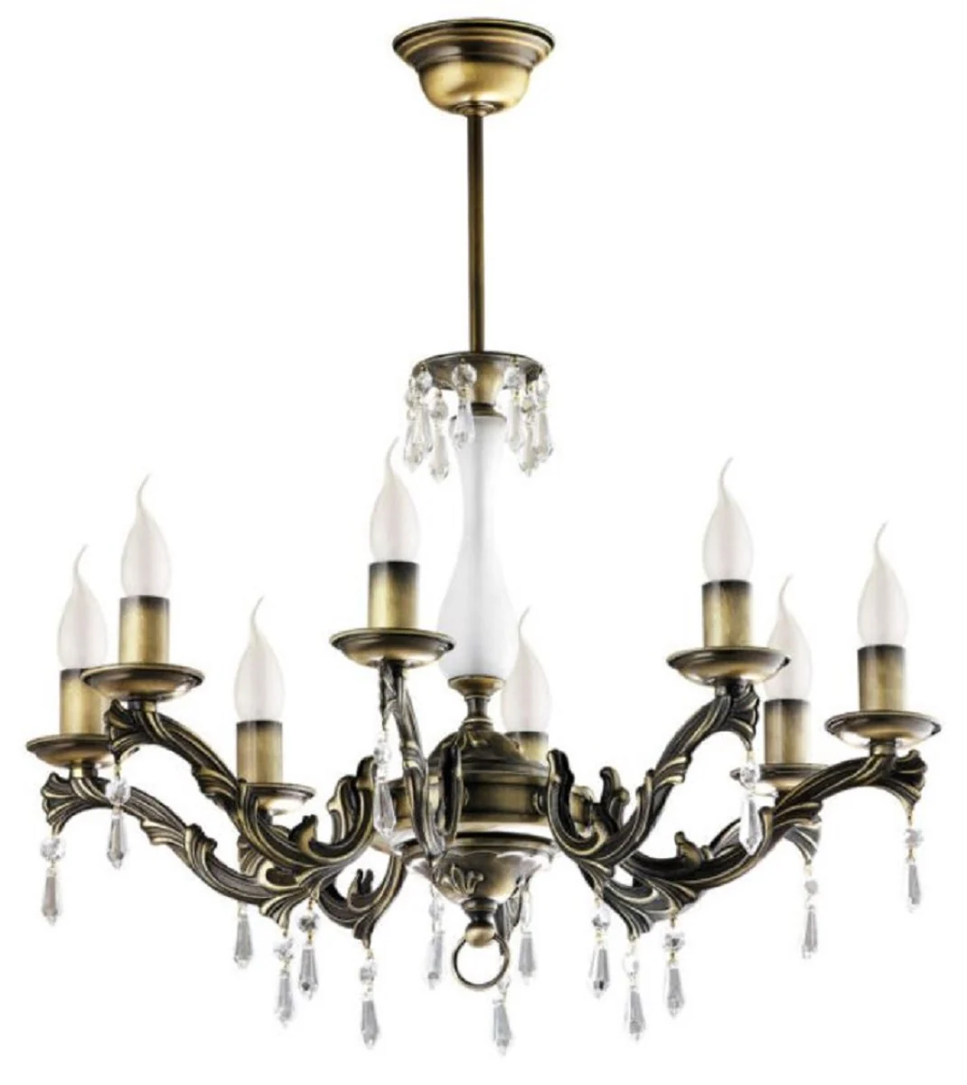 Casa Padrino araña de luces de cristal barroco de lujo latón con pátina Ø 60 x A. 63 cm - Magnífica lámpara de araña de salón de estilo barroco - Noble y magnífica