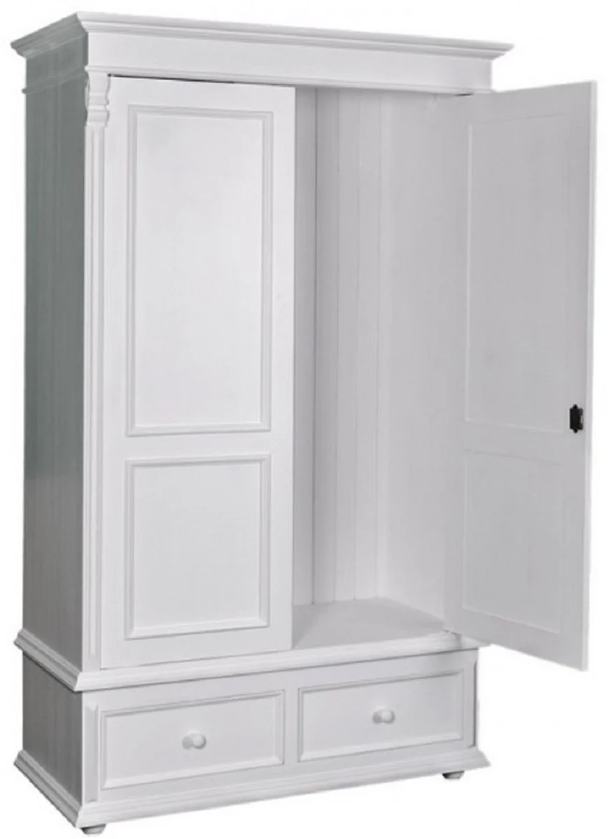 Casa Padrino country-style wardrobe white - clothes cabinet Shabby H 206 cm W 127 cm D 61 cm - Muebles de Estilo Country