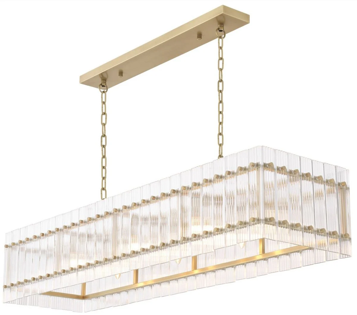 Casa Padrino lámpara de araña de lujo latón antiguo 140,5 x 39 x A. 27 cm - Lámpara de araña rectangular de hotel y restaurante - Colección de Lujo