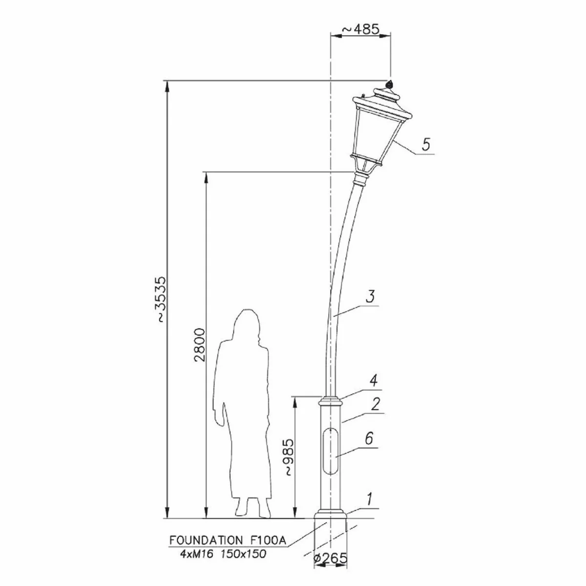 Casa Padrino linterna de jard¨ªn Art Nouveau negro A. 353,5 cm - Iluminaci¨®n exterior
