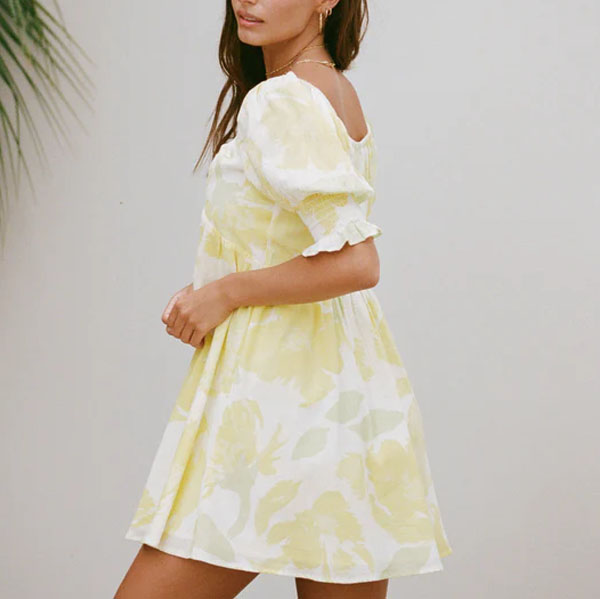 Ladies Lemongrass Printing Casual Short Dress