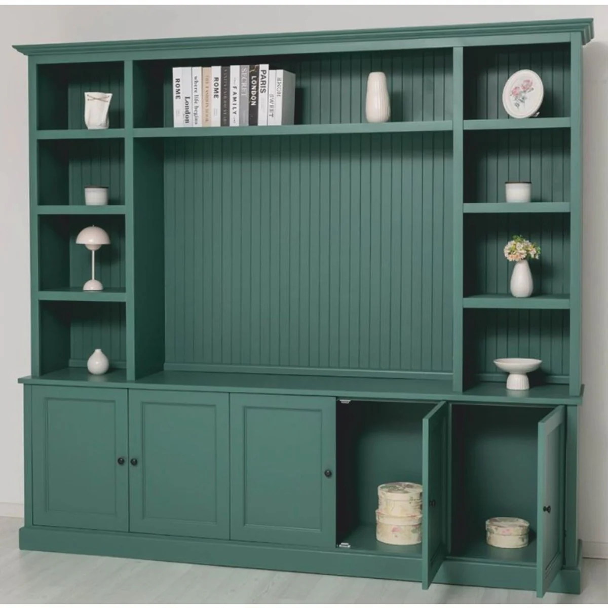 Casa Padrino armario de libros de estilo campestre verde 254 cm - Muebles de estilo campestre