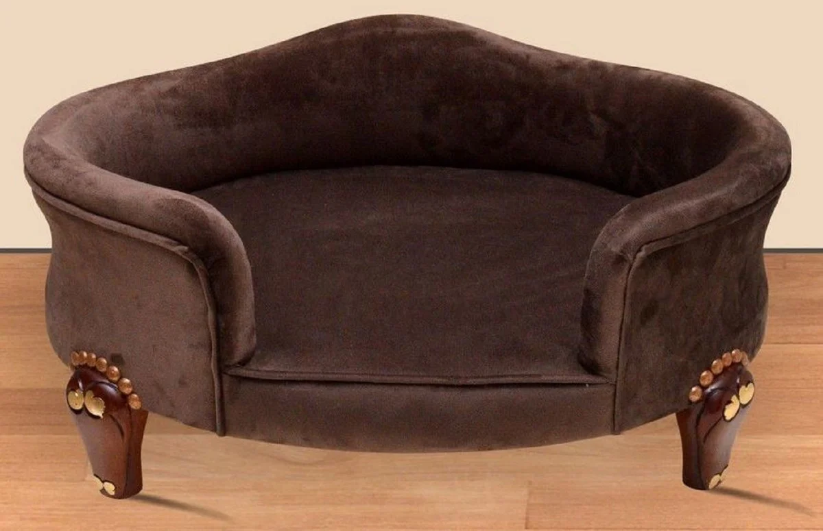 Casa Padrino cama para perros barroco marrón real / marrón / oro - Muebles barrocos para perros - Muebles barrocos para mascotas - Muebles para mascotas de estilo barroco