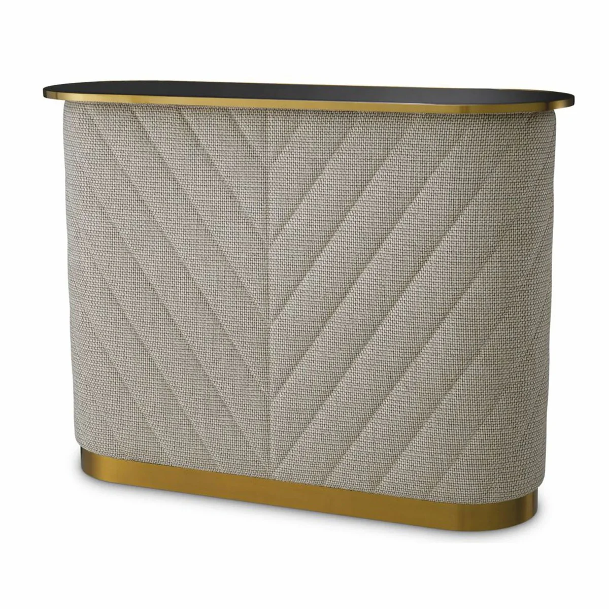 Casa Padrino barra de bar de lujo con tapa de vidrio crema blanco / negro / lat¨®n 140 cm - Muebles de bar