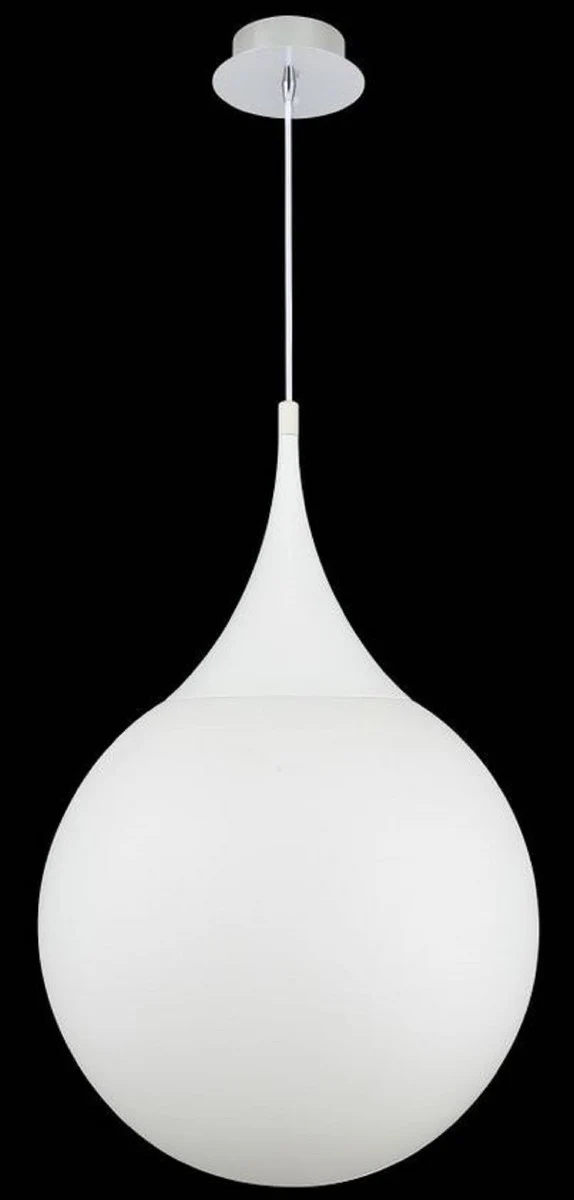 Casa Padrino lámpara colgante LED plata / blanco Ø 40 x H. 150 cm - Lámpara Colgante con Pantalla de Vidrio Esmerilado