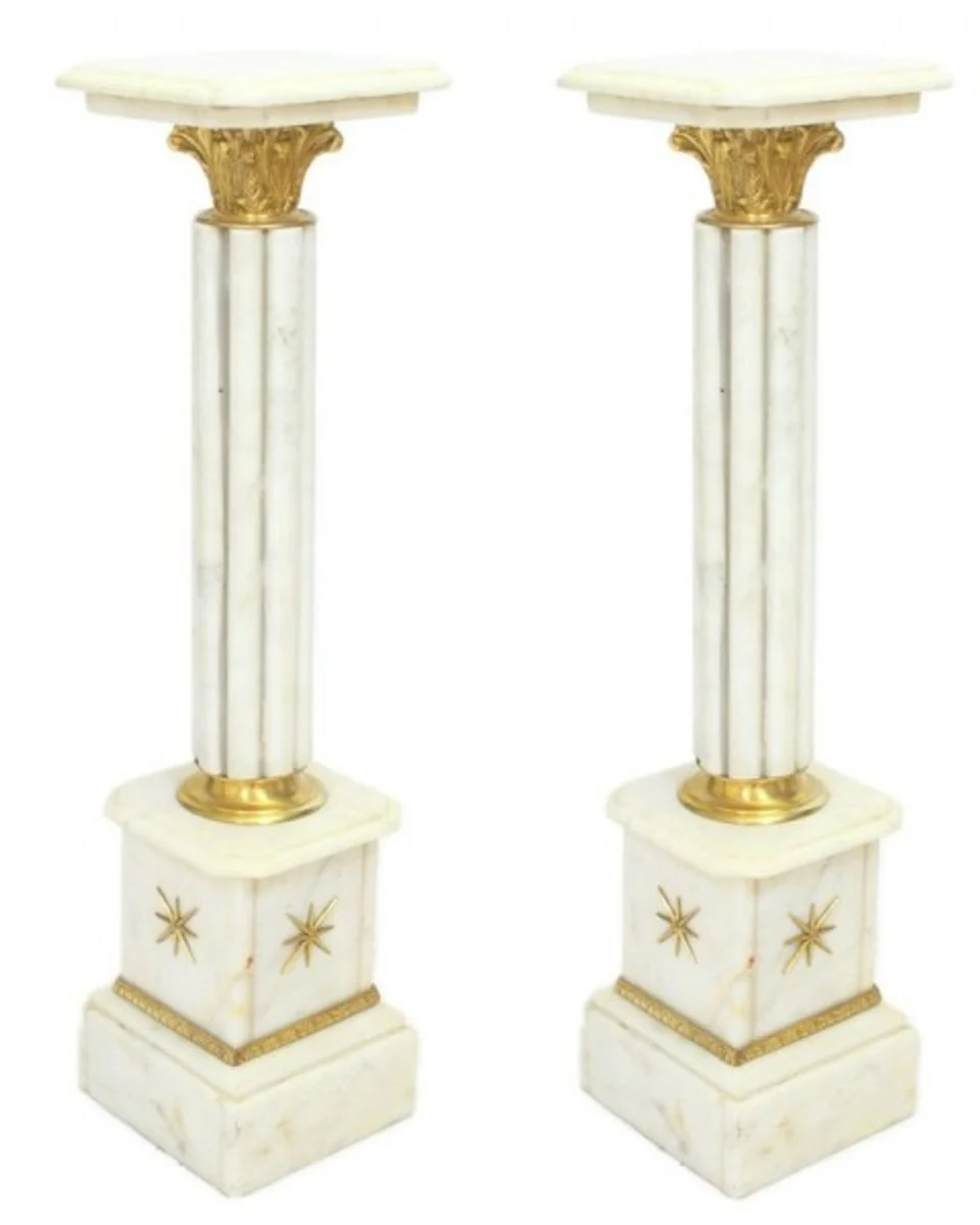 Casa Padrino Baroque marble columns set white / gold - marble column (2 pcs)