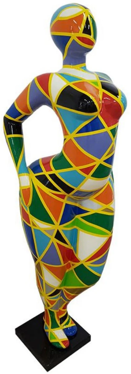Casa Padrino escultura decorativa de diseño de lujo mujer multicolor / negro A. 130 cm - Figura decorativa abstracta - Escultura decorativa XXL - Figura decorativa XXL - Esculturas abstractas