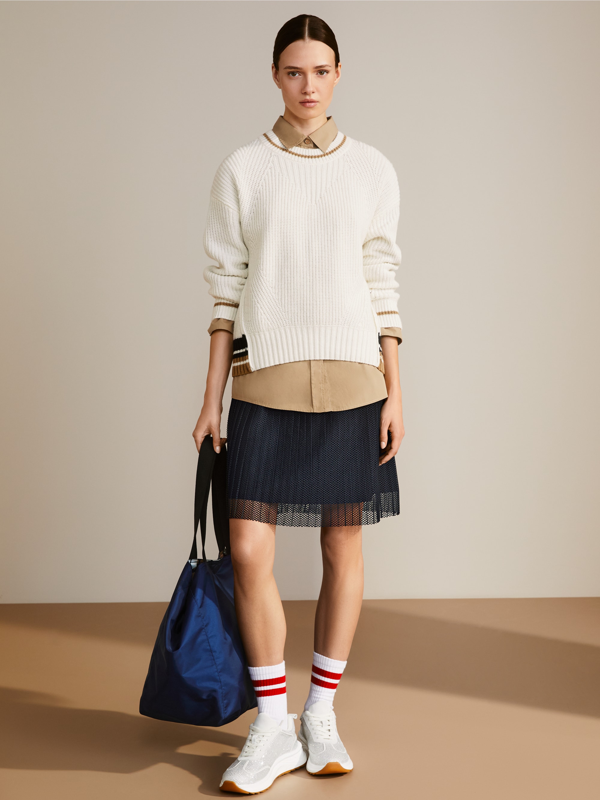 Marc-Cain Short pleated net skirt