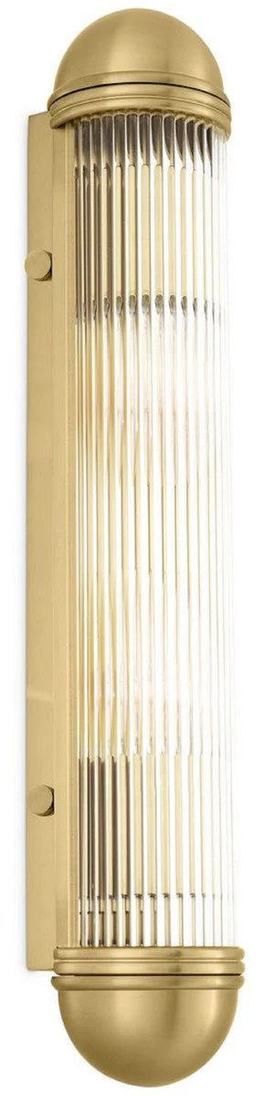 Casa Padrino lámpara de pared de lujo latón antiguo 7 x 7.5 x A. 40 cm - Elegante aplique de metal con pantalla de vidrio - Lámparas de Lujo